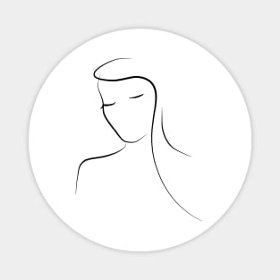 Woman Line Art Portrait - Minimal Mary Magnet